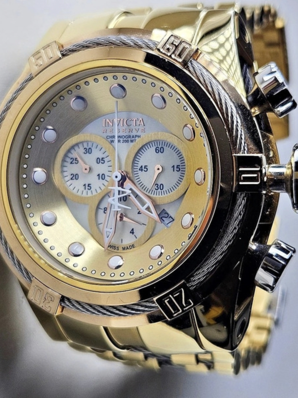 Invicta 2012 Swiss Made Reserve Bolt Zeus Chronograph Gold & Silver